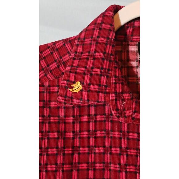 Mickey Unlimited Womens Medium Red Plaid Flannel Button Down Shirt Mickey Mouse - Picture 5 of 11